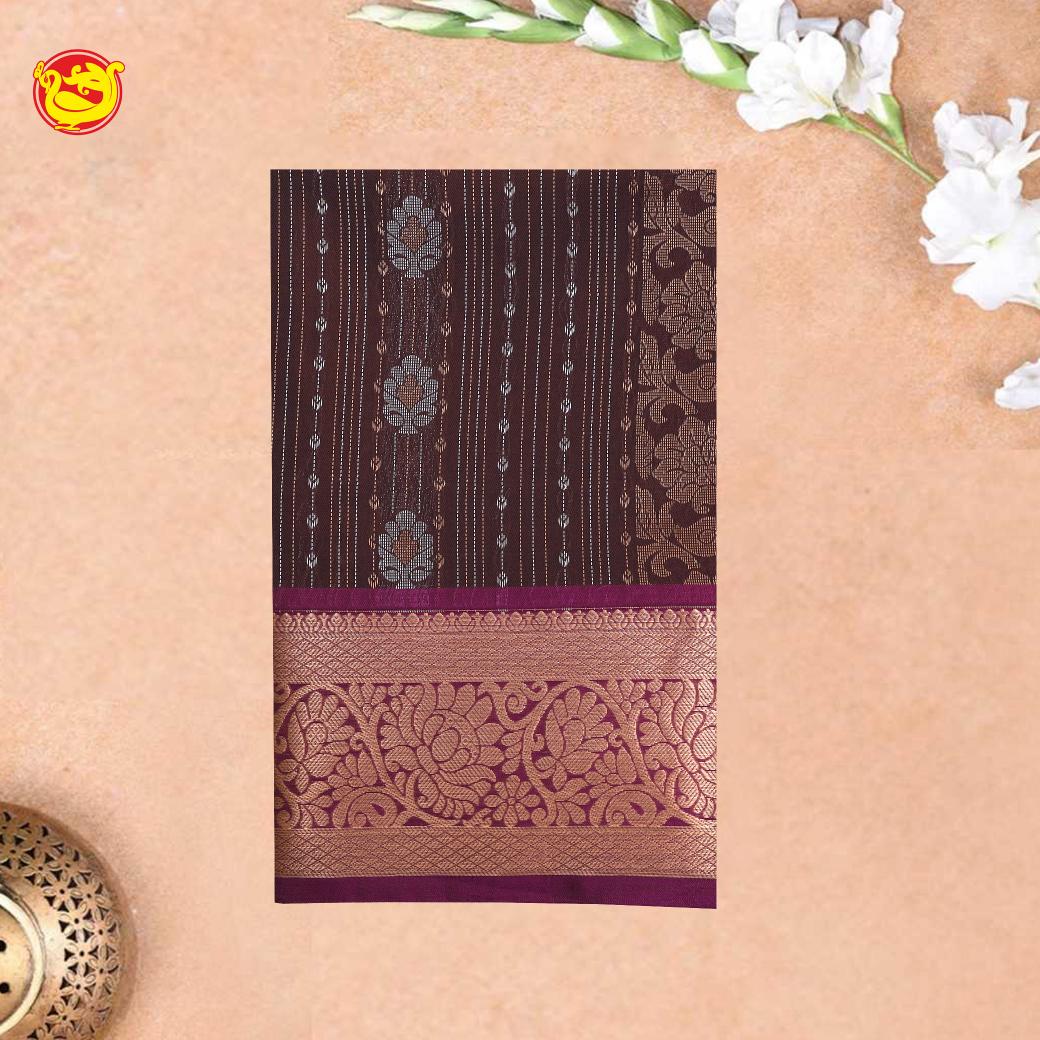 Brown with Purple Soft Silk Saree