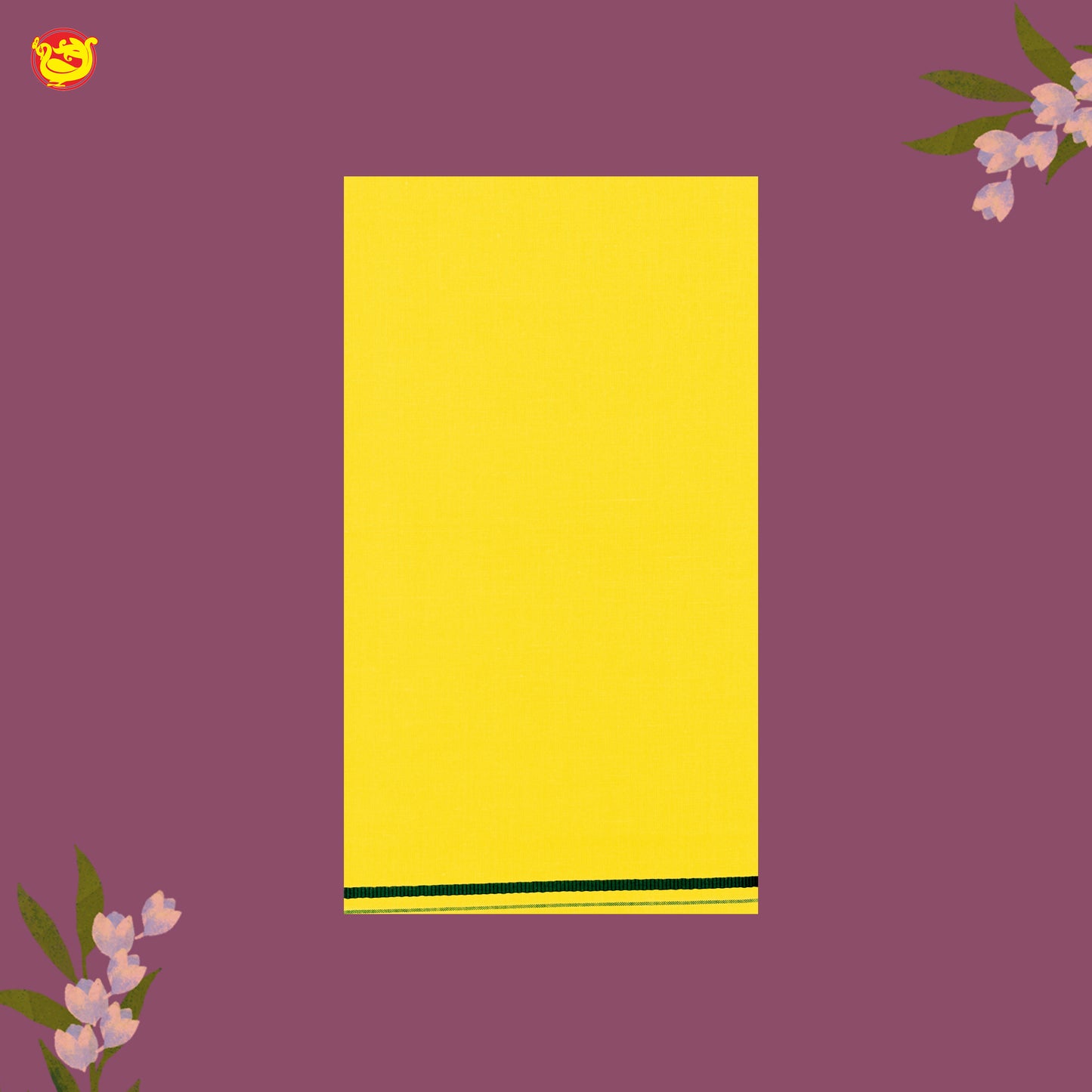 Yellow  With Green Border Men’s  Temple Wear Dhotis