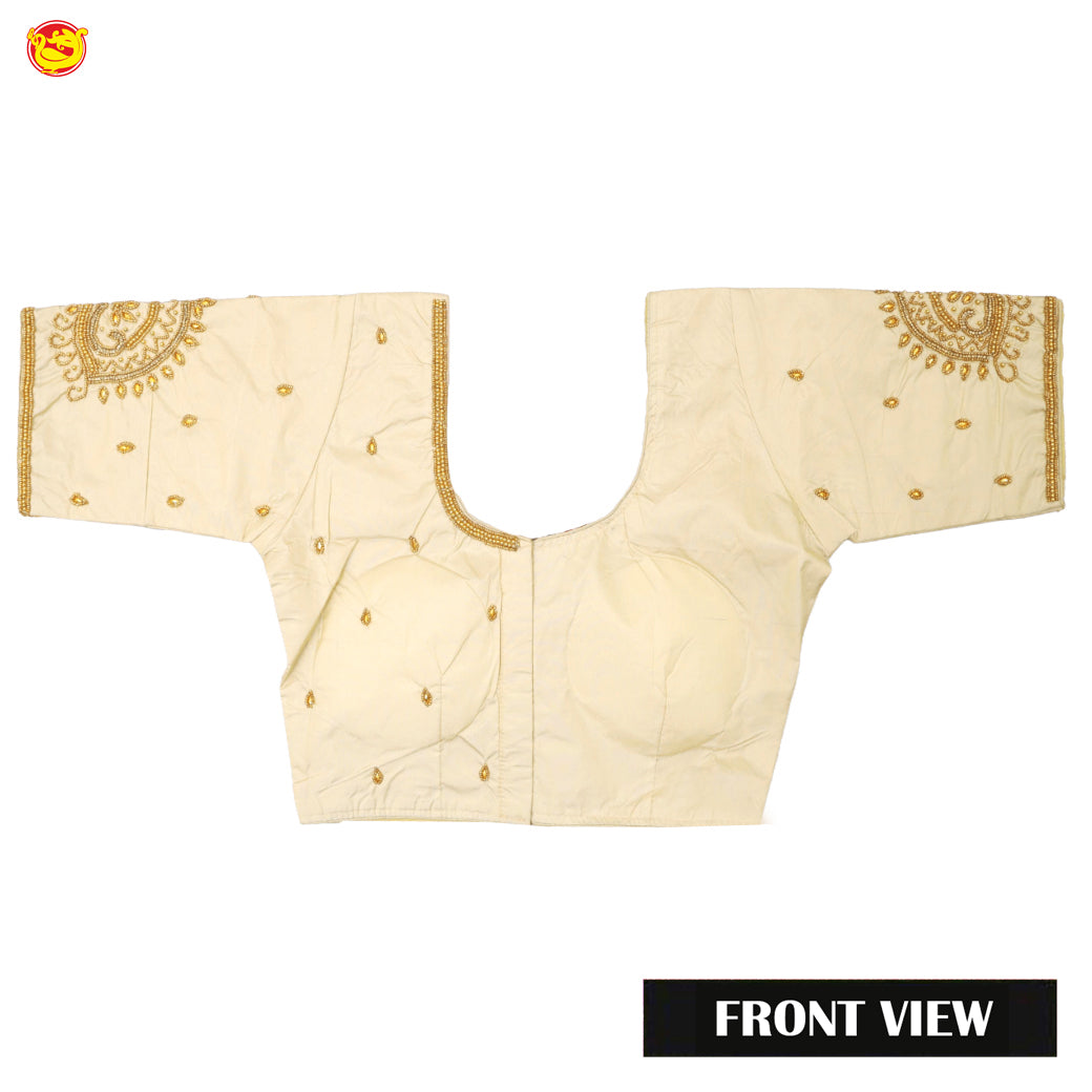 Cream With Aari Embroidery work Women Readymade Blouse