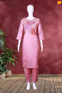 Pink Floral Ladies Branded Readymade Chudi Set