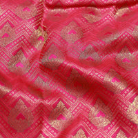 Hot Pink Traditional Buttas Gold Zari Floral Border Kanjivaram Wedding Silk Saree - Thenianantham