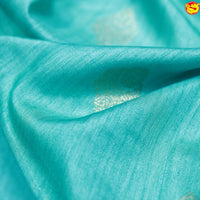 Cyan Green Buttas Motifs Zig Zag Ikat Print Woven Copper Zari Patola Silk Saree - Thenianantham