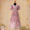 Peach Colourfull Floral Girls Branded Readymade Frock - Thenianantham