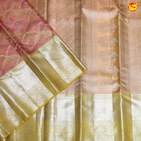 Peach with Pastel Green Tissue Wedding Silk Saree