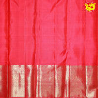 Ruby Red Mango Floral Motifs Gold Zari Long Border Pure Kanjivaram Subhalaya Wedding Silk Saree - Thenianantham