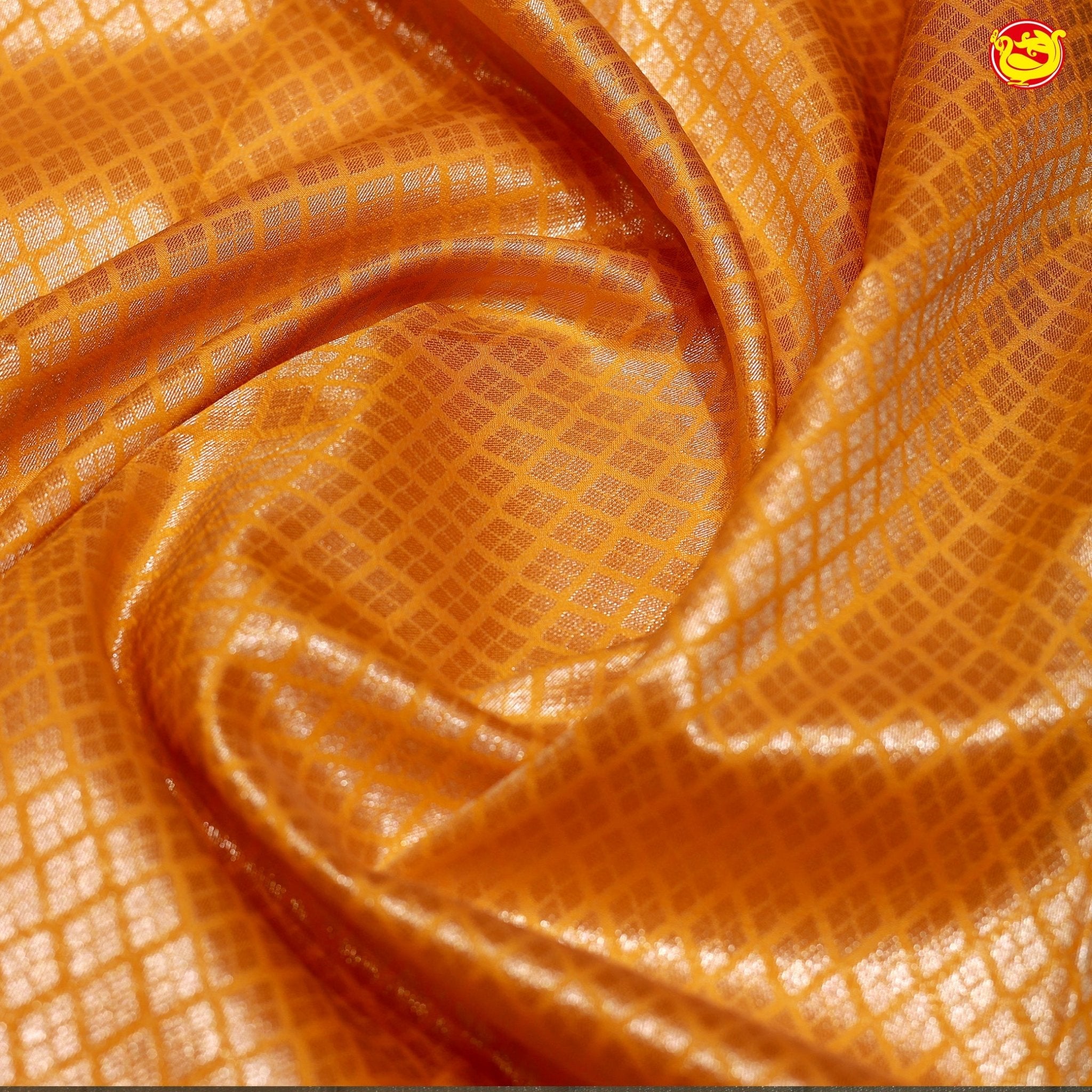 Mango Yellow with Grey Kubera Pattu Saree - Thenianantham