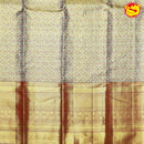 Golden with Silver Jacquard Gold Zari Floral Long Border Kanjivaram Wedding Silk Saree - Thenianantham