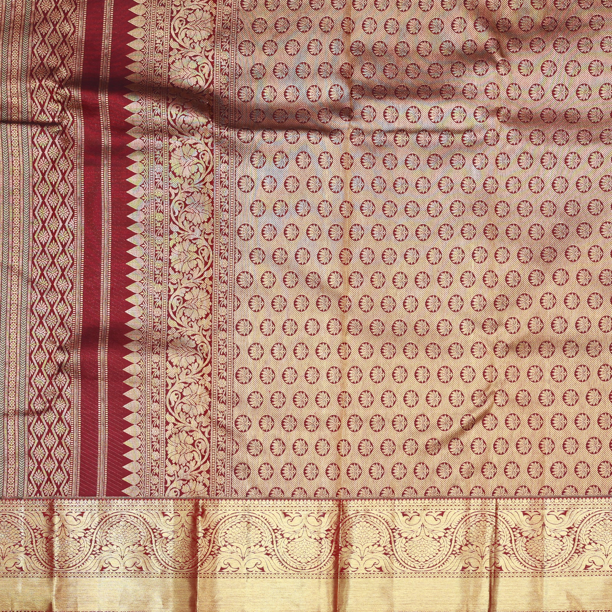 Chocolate Brown with Gold Zari Wedding Silk Saree