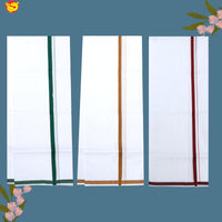 3 White Dhotis Combo Offer –  Cotton Traditional Men’s Dhoti