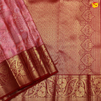 Pink Floral Motifs Tissue Wedding Silk Saree - Thenianantham