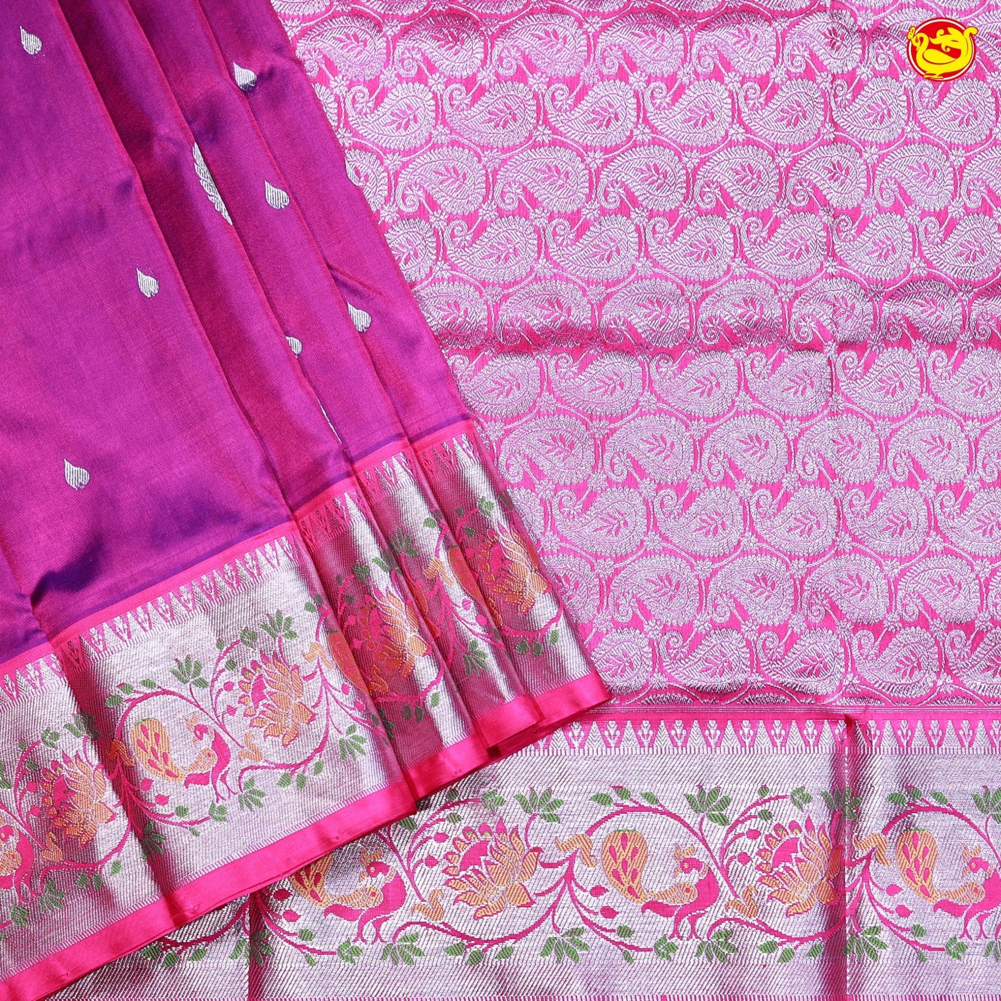 Vadamalli with Rani Pink Traditional Buttas Venkatagiri Silk Saree