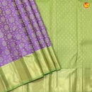 Purple Green Jacquard Gold Zari Floral Long Border Wedding Silk Saree - Thenianantham