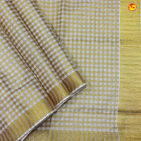 Southloom Exclusive Onam Kasavu Saree Checked Motifs Across Body (Matching Blouse Included) - Thenianantham