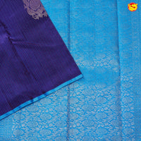 Royal Blue with Sky Blue Floral Motifs Soft Silk Saree - Thenianantham