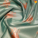 English Grey with Peach Flamingo Motifs Kubera Pattu Saree - Thenianantham