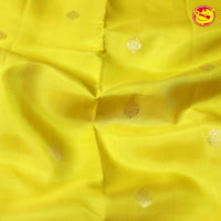 Mango Yellow Buttas Gold Zari Floral Border Pure Kanjivaram Soft Silk Saree - Thenianantham