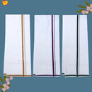 3 White Dhotis Combo Offer –  Cotton Traditional Men’s Dhoti