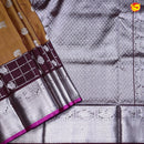 Dark Mustard with Dark Brown Traditional Buttas Venkatagiri Silk Saree - Thenianantham