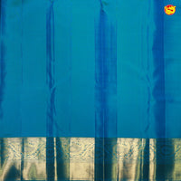 Sky Blue Mango Motifs Gold Zari Mango Floral Border Wedding Silk Saree - Thenianantham