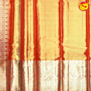 Light Amber Jacquard Gold Zari Floral Border Pure Kanjivaram Wedding Silk Saree - Thenianantham