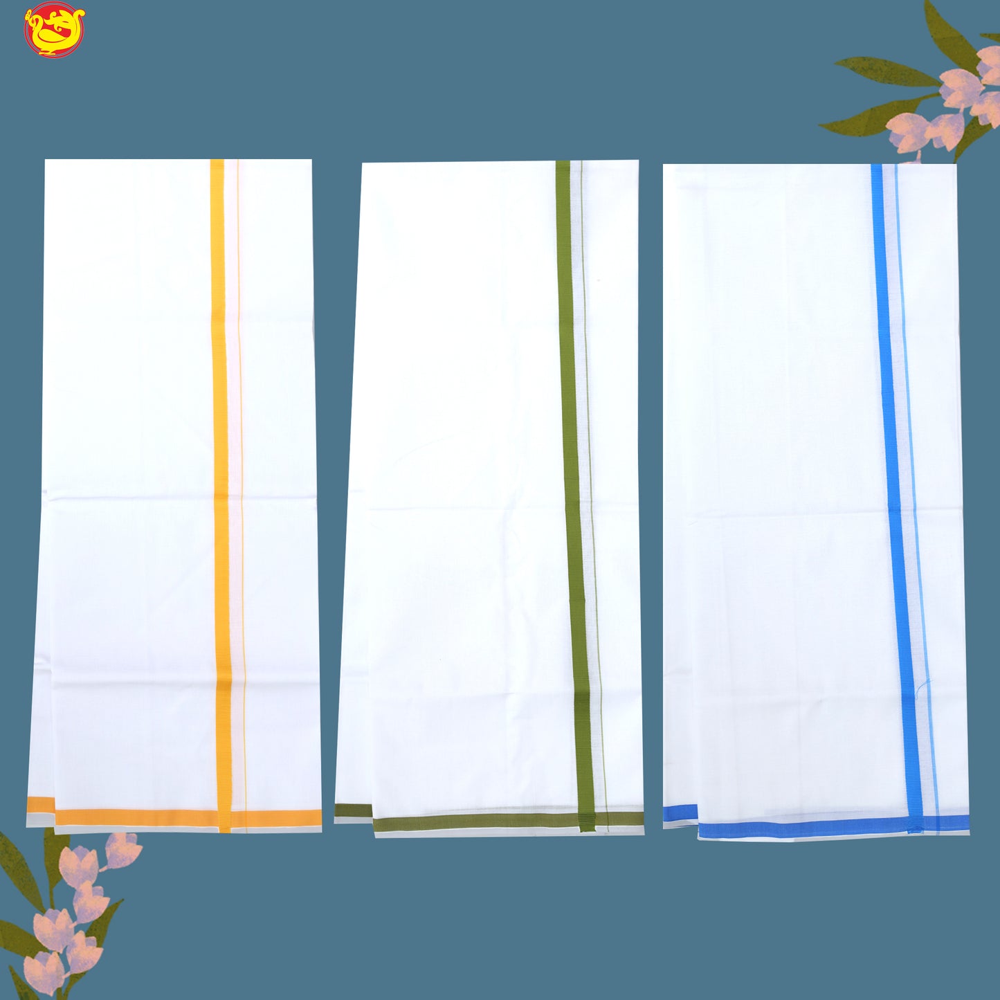 3 White Dhotis Combo Offer –  Cotton Traditional Men’s Dhoti