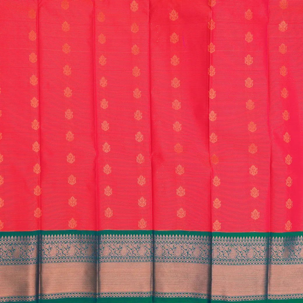 Bright Pink with Teal Green Art Silk Saree