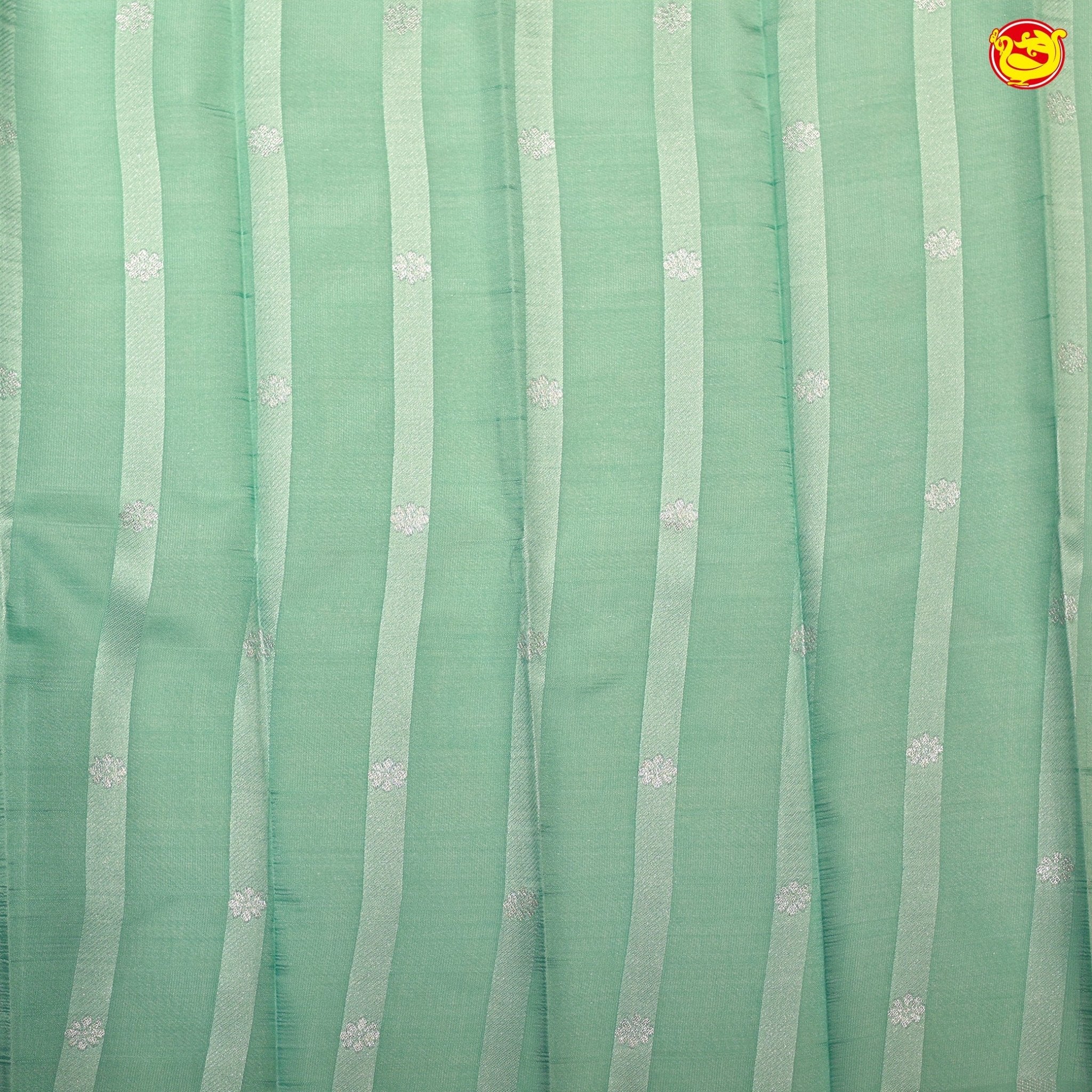 Pastel Green Flamingo Motifs Kubera Pattu Saree - Thenianantham