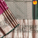 Lavender with Bottle Green Diamond Needlework Long Border Pure Soft Silk Saree - Thenianantham