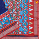 Deep Blue Buttas Motifs Zig Zag Ikat Print Woven Copper Zari Patola Silk Saree - Thenianantham