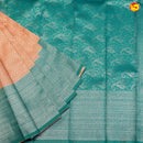 Light Orange with Green Buttas Motifs Kubera Pattu Saree - Thenianantham