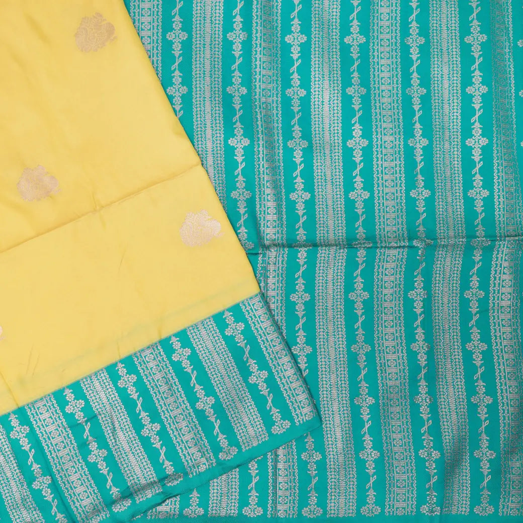 Yellow  with Green  Soft Silk Saree