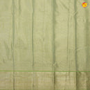 Pastel Green Kattam Motifs Silver Zari Floral Long Border Pure Kanjivaram Wedding Silk S - Thenianantham