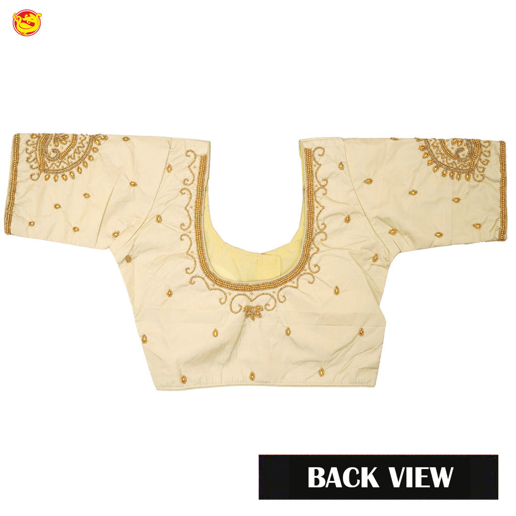 Cream With Aari Embroidery work Women Readymade Blouse