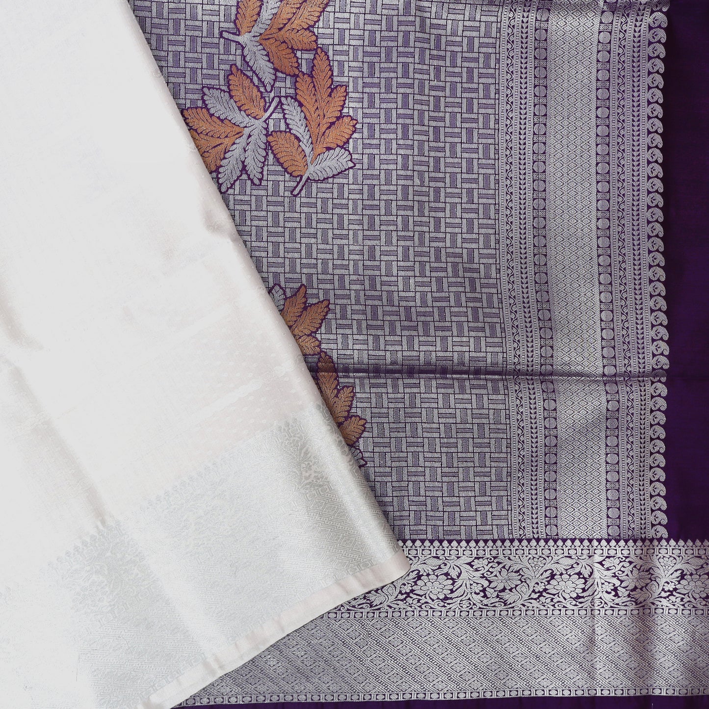 Silver With Purple Soft Silk Saree