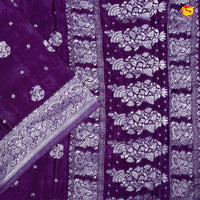 Grape Buttas Motifs Silver Zari Rich Pallu with Floral Border Georgette Saree - Thenianantham