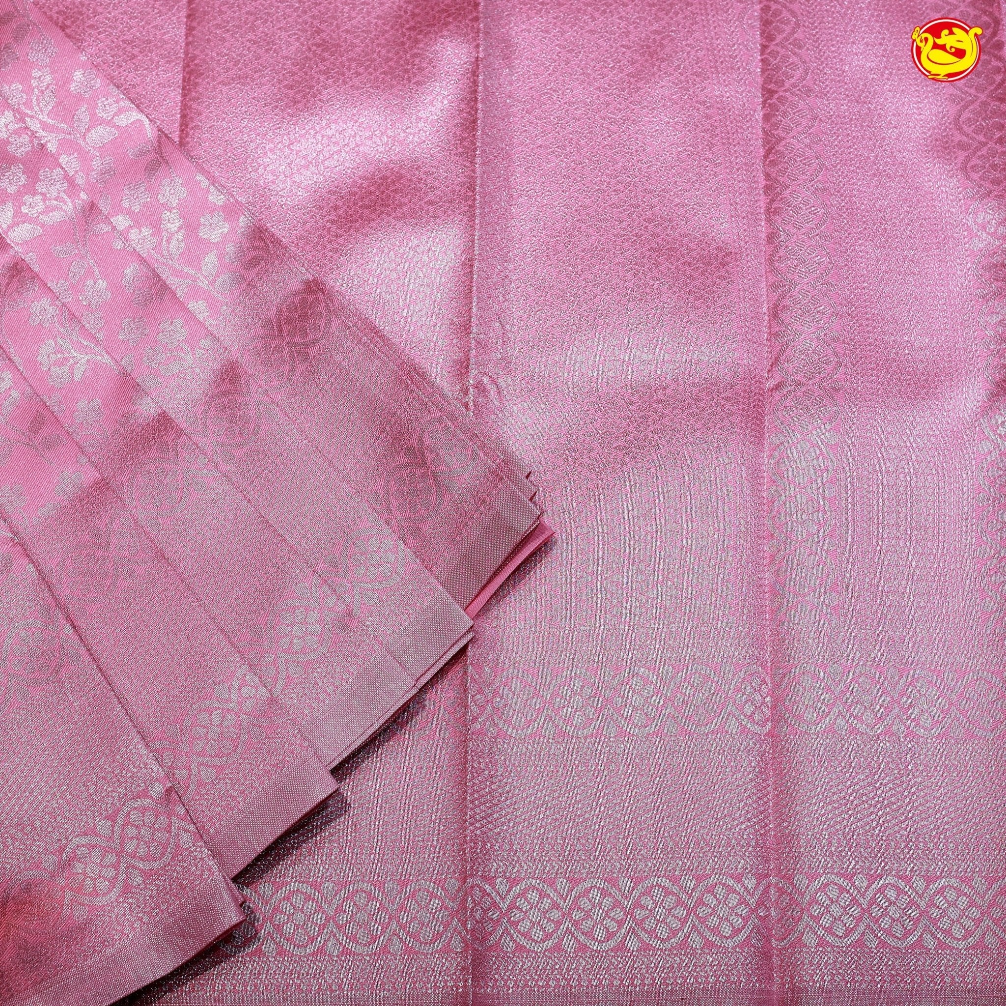 Pink Floral Motifs Kubera Pattu Saree