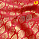 Dark Red Floral Motifs Gold Zari Border Pure Kanjivaram Subhalaya Wedding Silk Saree - Thenianantham