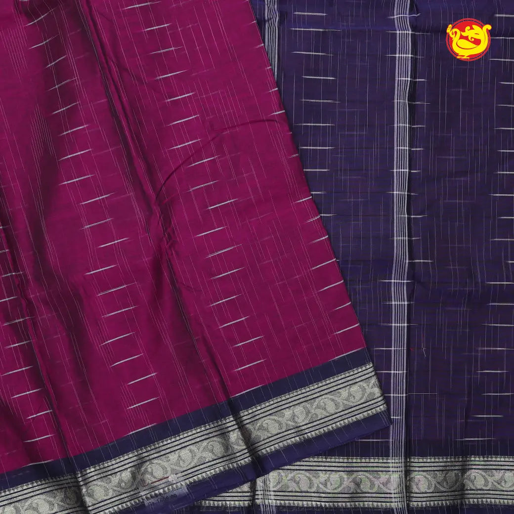 Berry purple With Blue Pure Bengal Cotton Saree without Blouse