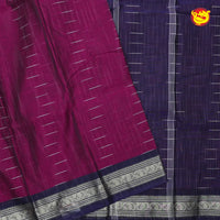 Berry purple With Blue Pure Bengal Cotton Saree without Blouse