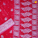 Candy Pink Buttas Silver Zari Rich Pallu with Floral Border Georgette Saree - Thenianantham