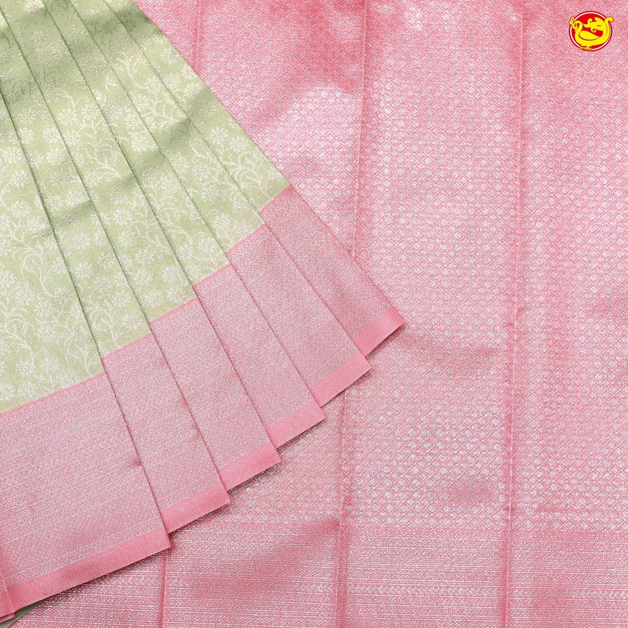 Pastel Green with Light Peach Kubera Pattu Saree