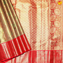 Golden Red Floral Motifs Gold Zari Traditional Floral Border Tissue Wedding Silk Saree - Thenianantham