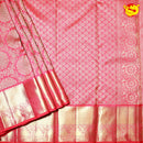 Pinkies Red Circle Floral Motifs Gold Zari Long Border Pure Kanjivaram Subhalaya Wedding Silk Saree - Thenianantham