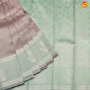 Grey with water Green Floral Motifs Kubera Pattu Saree - Thenianantham