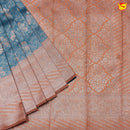 Grey with Light Orange Floral Kubera Pattu - Thenianantham