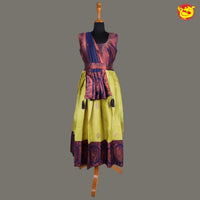 Navy blue with Lime yellow Girls & Women Branded Readymade Pattu Gown - Thenianantham