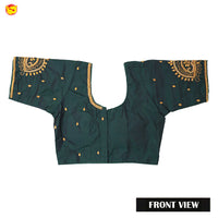 Green With Aari Embroidery work Women Readymade Blouse