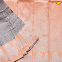 Orange with Grey Floral Kubera Pattu Saree - Thenianantham