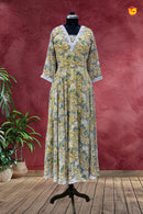 Mustard Yellow Floral Motifs embroidery work Ladies Branded Readymade Maxi Top