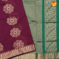 Magenta With Green Kalyani Cotton Saree